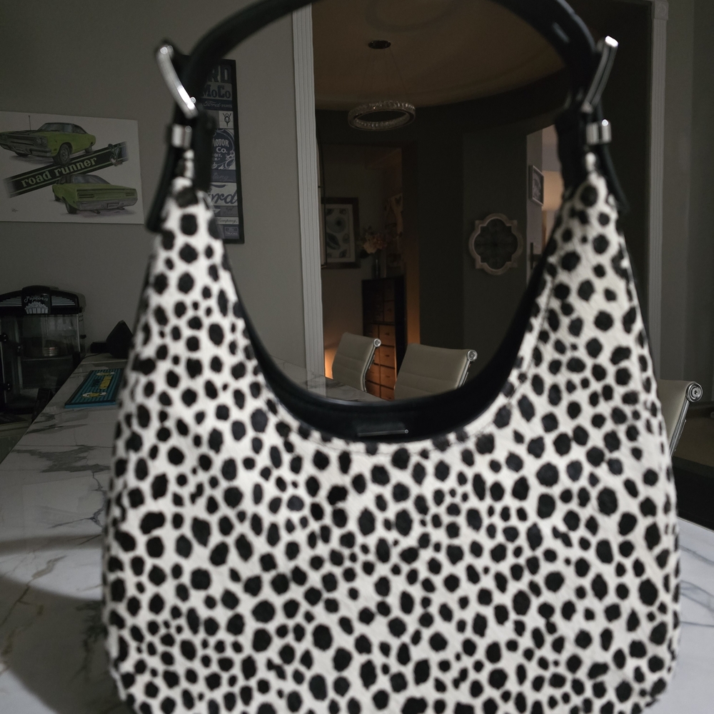 Michael Kors Animal Print Leather Calf Hair Shoulder Bag - Picture 3 of 8